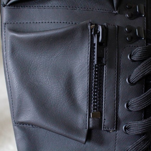 Current Mood Black Pocket Combat Boots Laceup US 5 - Picture 6 of 10